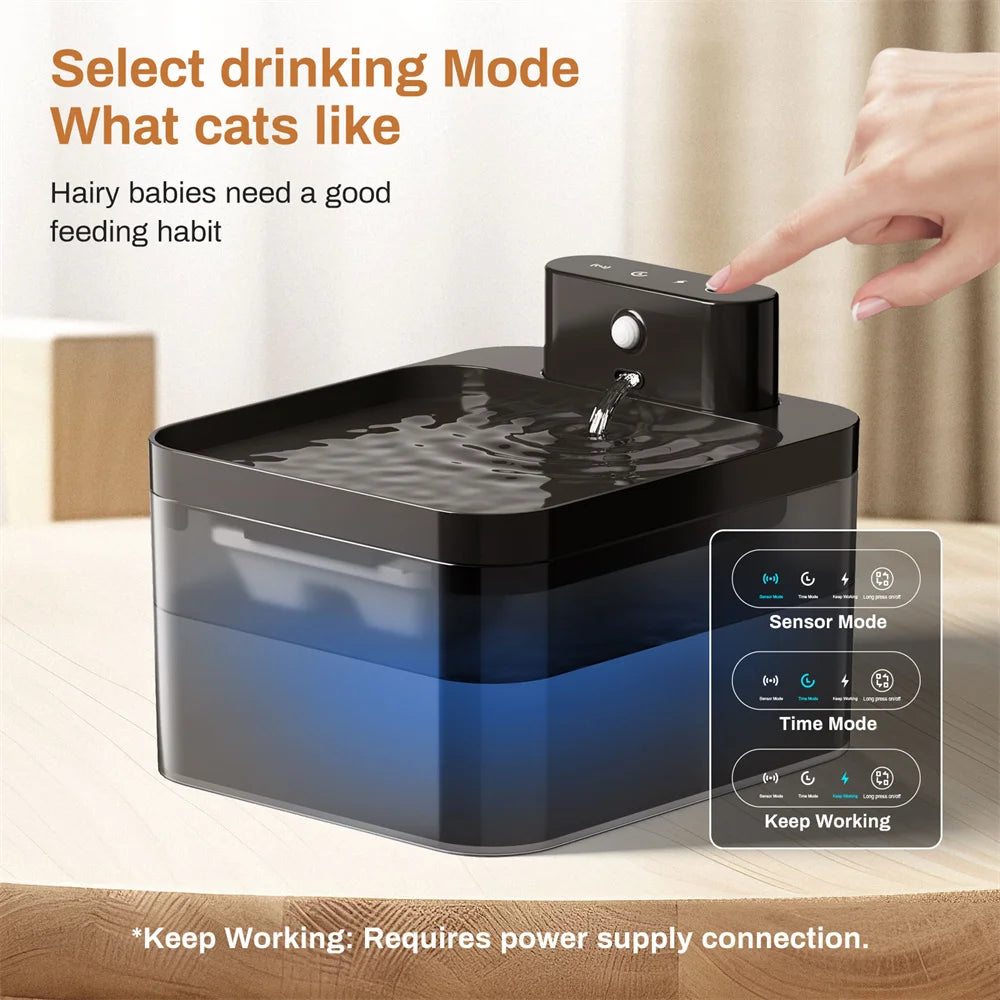 2.2L Wireless Charging Automatic Cat Water Fountain – 5V Pet Drinking Dispenser with Motion Sensor