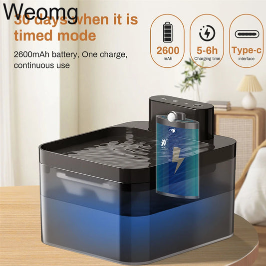 2.2L Wireless Charging Automatic Cat Water Fountain – 5V Pet Drinking Dispenser with Motion Sensor
